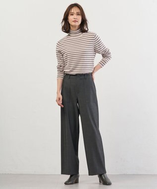 J.PRESS LADIES L 【人気のため新色追加】PRINCE タートルネック ニット トップベージュ×ダークブラウン系
