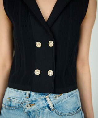 GRACE CONTINENTAL ダブルフロントニットジレ ブラック