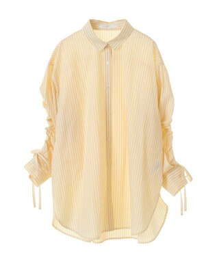 AMERICAN HOLIC イージーケアバックギャザーリボンシャツ Stripe Yellow