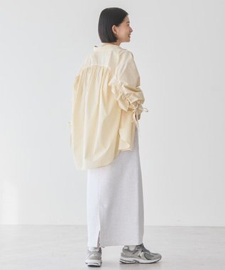 AMERICAN HOLIC イージーケアバックギャザーリボンシャツ Stripe Yellow