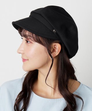 MOONBAT 【日本製/洗える/サイズ調整】フルラ (FURLA) ロゴチャーム付 キャスケット ブラック