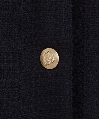 WEGO 【ANGIE VINTAGE/オケージョン対応 / セレモニー対応】ノーカラー ツイードジャケット ネイビー