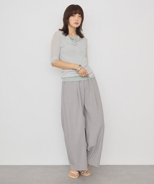 AMERICAN HOLIC 【2点セット】シアーリブヘンリーネックニット＋タンクトップ Light Gray