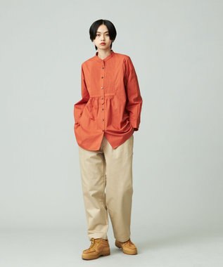 J.PRESS YORK STREET 【WOMEN】コットンバンドカラー ブラウス オレンジ系