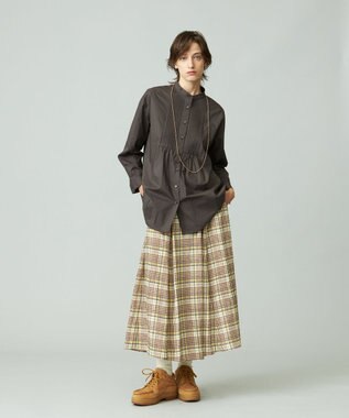 J.PRESS YORK STREET 【WOMEN】コットンバンドカラー ブラウス グレー系