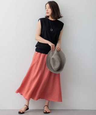 23区 S 【SLOW/一部店舗限定】シアーツイストシングルジャージー ノースリーブ カットソー ブラック系