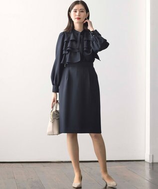 組曲 L 【KUMIKYOKU NAVY】コンフォータブルドレープ コクーンスカート ネイビー系