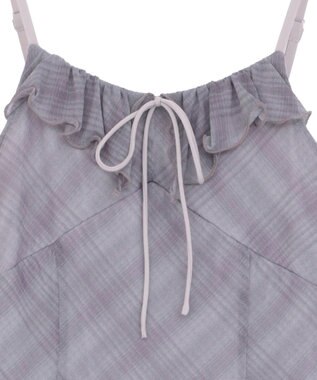 earth music&ecology フロントリボンチェックミニキャミワンピース Check Gray