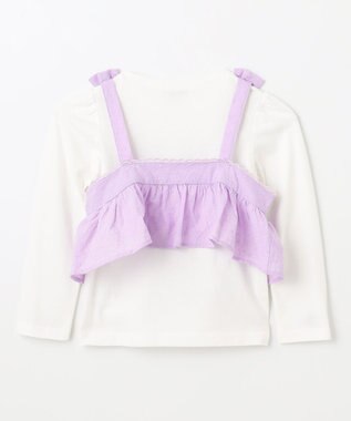 ANY KIDS キャミソール付き 長袖Tシャツ ラベンダー×オフホワイト