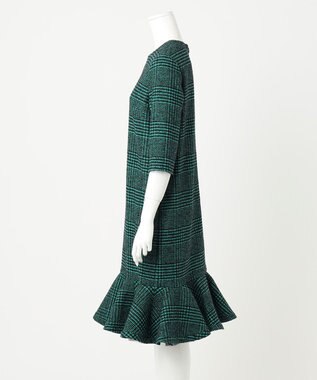 23区 S 【R(アール)】MANTECOツイード ペプラムワンピース グリーン系