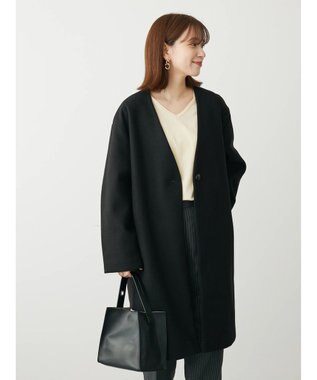 Green Parks 洗えるＶネックミディ丈コート Black