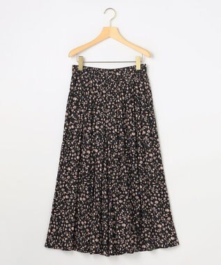 組曲 ギャザーライトデシン パンツ ブラック×ピンクフラワー系