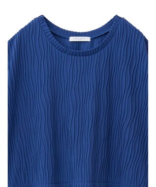 Green Parks カットジャガード裾ドッキングプルオーバー Blue