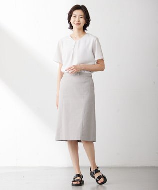 J.PRESS LADIES 【セットアップ対応・洗える・撥水・防汚】コットンFITTYシャーク スカート ベージュ系