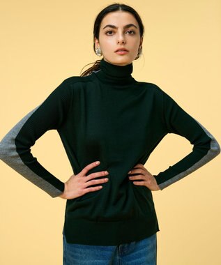 BEIGE， 【洗える】LA MONNAIE / タートルネックニット F Green×Md Gray