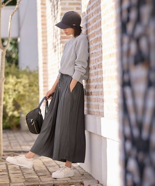 ANY L 【ウエストゴム】リラックススカーチョ チャコール