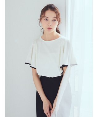 earth music&ecology パイピングフレアスリーブカットソー Off White