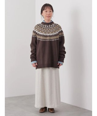 CRAFT STANDARD BOUTIQUE 【男女兼用】求心柄クルーネックニット Brown