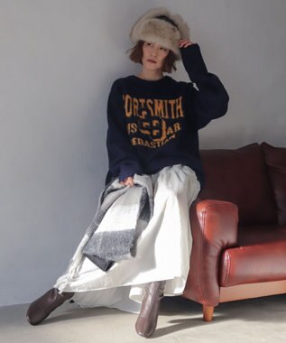 WEGO 【ユニセックス着用ITEM/MLサイズ展開/25年秋冬新作】ファジーグラフィックプルオーバー ネイビー