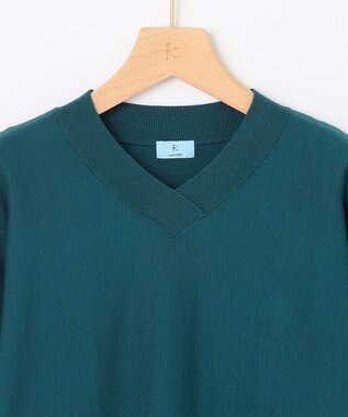 組曲 【洗える・WEB限定】Vネックドルマンスリーブ ニット ダークグリーン系
