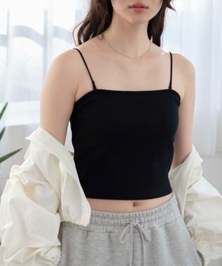 WEGO 【カップ付き】なちゅ盛れカップインショートキャミ ブラック