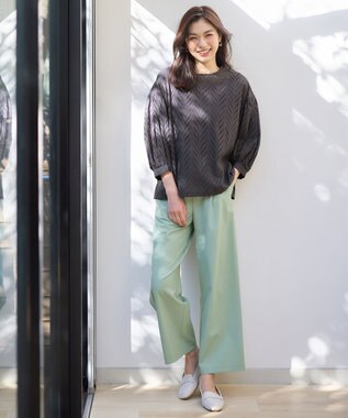 ANY 【洗濯機可】エンブロイダリーブラウス チャコール