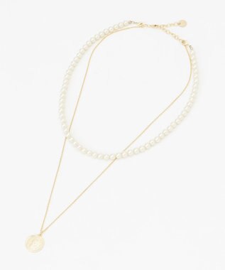 J.PRESS LADIES 【3WAY】 パールコイン 2連 ネックレス ゴールド系