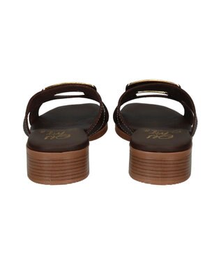 INTER-CHAUSSURES 【Oh my Sandals】メタルバックルローヒールミュールサンダル ダークブラウン