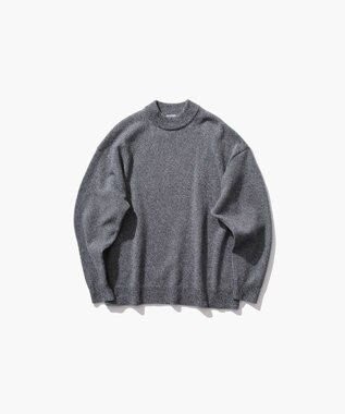 WOOL MOULINE | モックネックセーター - UNISEX, LIGHT GRAY, 02