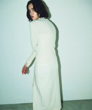 GRACE CONTINENTAL ビジューリブニットトップ ホワイト