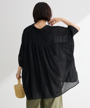 Green Parks スラブシアーシャツチュニック Black