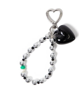 WEGO ハートメタルビーズキーホルダー ブラック