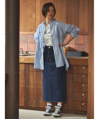 Green Parks 胸元ポケットイージーケアストライプシャツ Multi