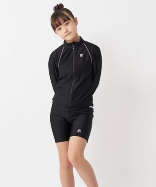 OP／FILA 【FILA】スタンドカラー長袖フルジップラッシュガード ブラック×ピンク