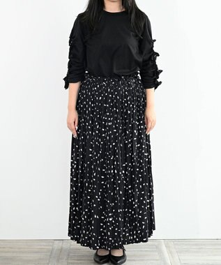 FORFORMO Pleated Skirt プリーツスカート プリントブラック