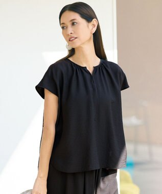 自由区 L 【17号サイズまで展開・カタログ掲載・人気素材・新型登場・セットアップ対応】エアリーツイルプルオーバー ブラウス