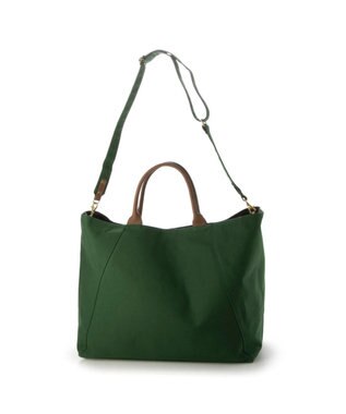 UNBILLION perche パラフィンキャンバス2wayボストントート グリーンブラウン