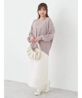 earth music&ecology ふくれジャガードナロースカート Ivory