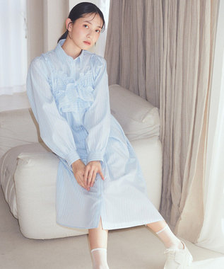 earth music&ecology ＳＥＴ２点シャーリングビスチェ＋シャツワンピース