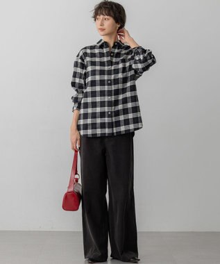 23区 S 【滝沢眞規子さん着用/洗える】コットン コーデュロイ ワイド パンツ チャコールブラック系