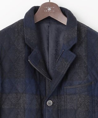 JOSEPH ABBOUD 【イタリア素材/軽量/中綿キルト】 スライバーチェックキルト ジャケット ネイビー系4