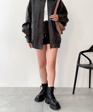 WEGO レースアップショートブーツ ブラック