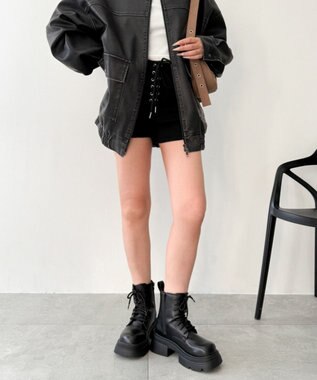 WEGO レースアップショートブーツ ブラック