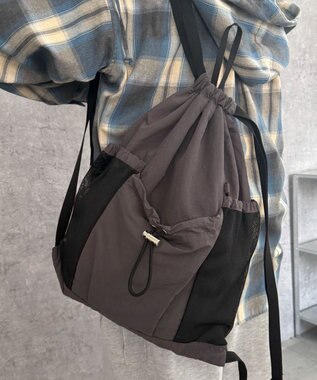 WEGO 【ユニセックス着用ITEM】メッシュポケットナップサック グレー