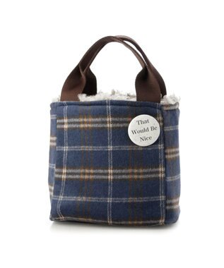 UNBILLION カシュカシュ cachecache / フェイクファー×チェック柄リバーシブルトート GY