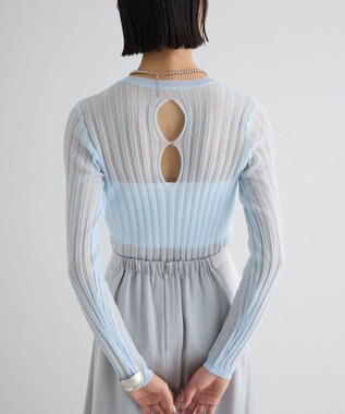 Green Parks シアーリブニット Sax