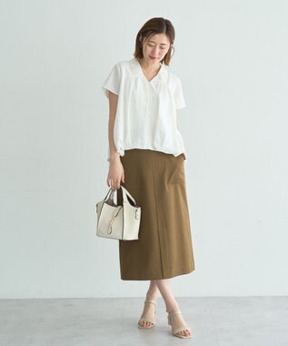 YECCA VECCA 刺繍カラーバルーンヘムブラウス Off White