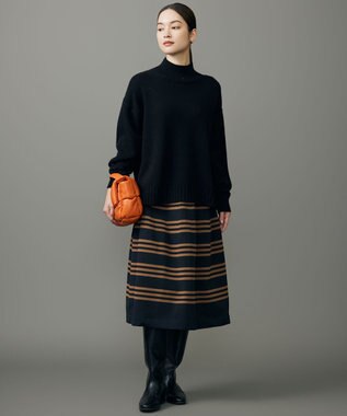 自由区 ウールカシミヤブレンドスパンコールハイネック ニット ブラック