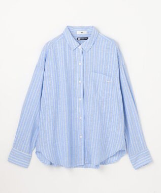 ANY 【Sサイズあり】ヨーロピアンリネンオーバーシャツ ライトブルーストライプ