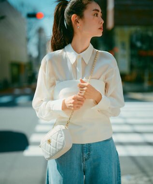 23区 ファスナー キルティング ショルダーバッグ ベージュ系